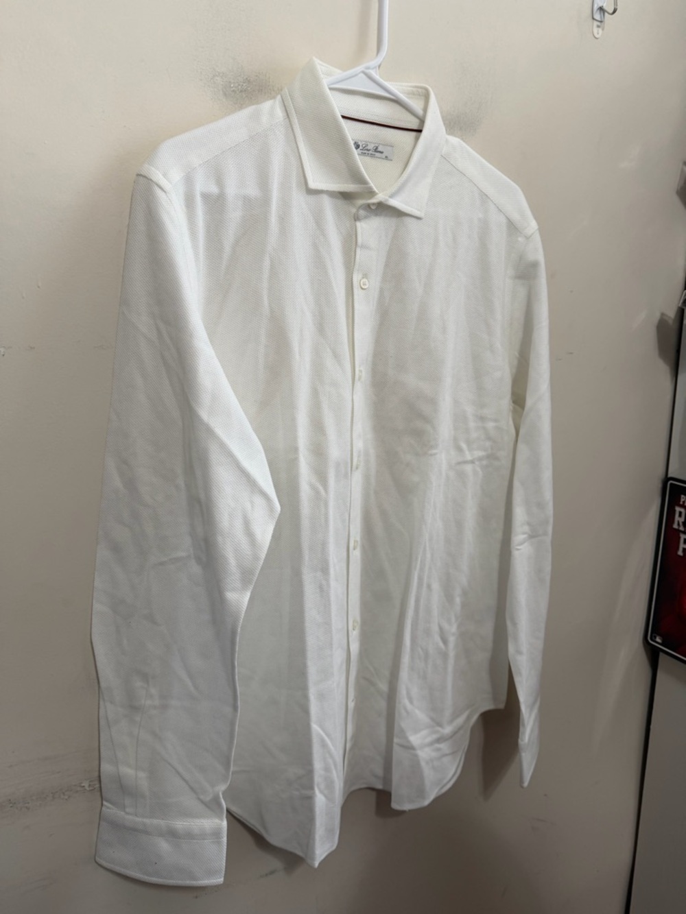 Loro Piana white textured long-sleeve button-up shirt Men’s Size X-Large - Picture 4 of 16